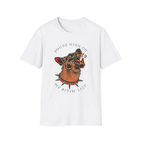 Tyler-Childers-Bitin-List-Dog-Unisex-Softstyle-T-Shirt-1 Tyler Childers Bitin’ List Dog Unisex Softstyle T-Shirt